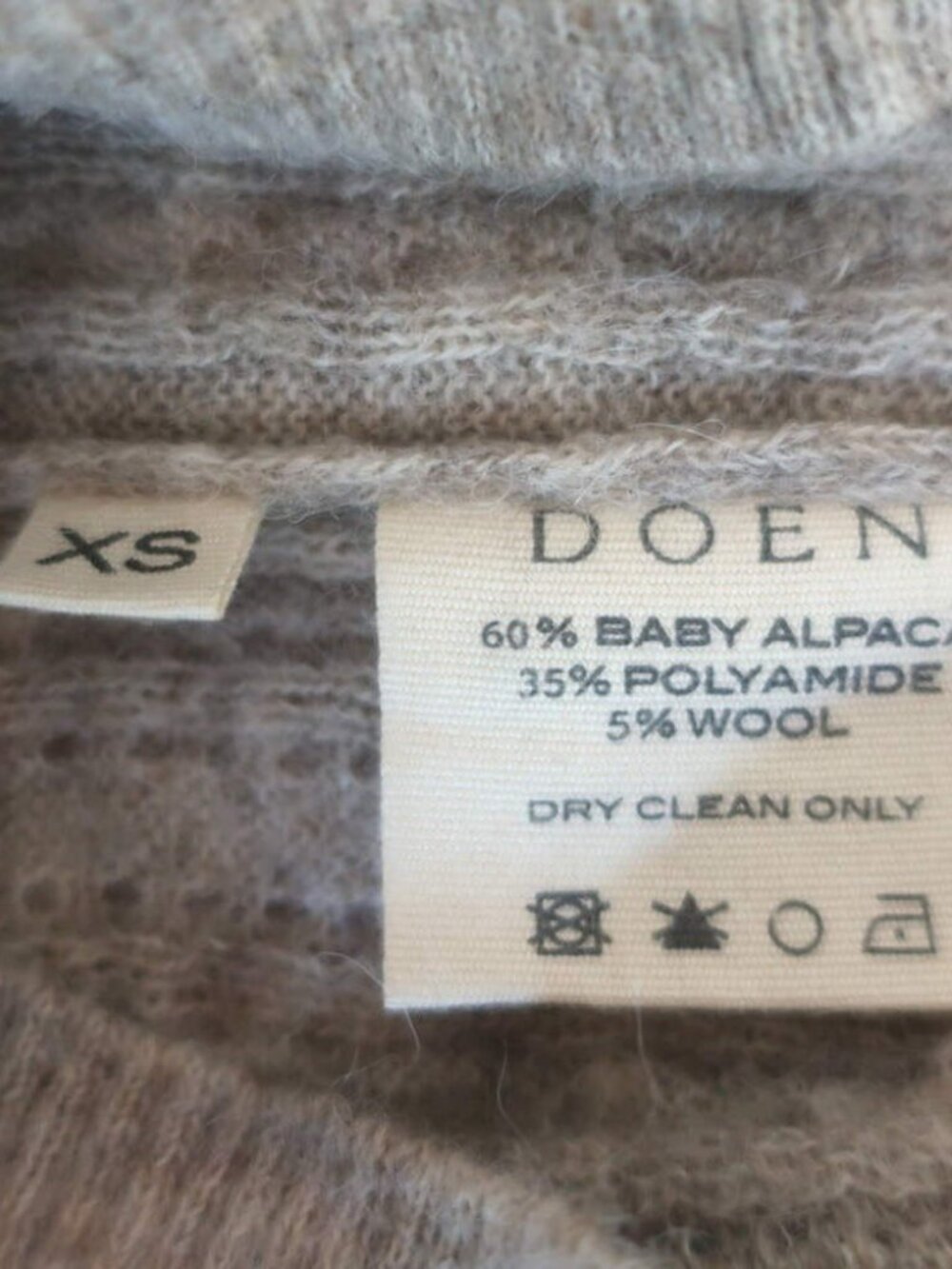 Doen Altheda Ruffled Pointelle Cardigan Oatmeal Alpaca-Wool Size Extra Small - Picture 7 of 8